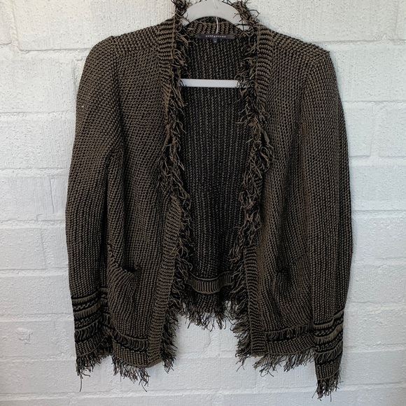 Rene Lezard Fringe Long Sleeve Open Front Cardigan Sweater size 34 - Picture 1 of 9